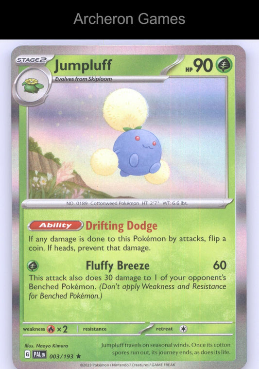 Pokemon Card Jumpluff PAL 003/193 R Paldea Evolved Holo