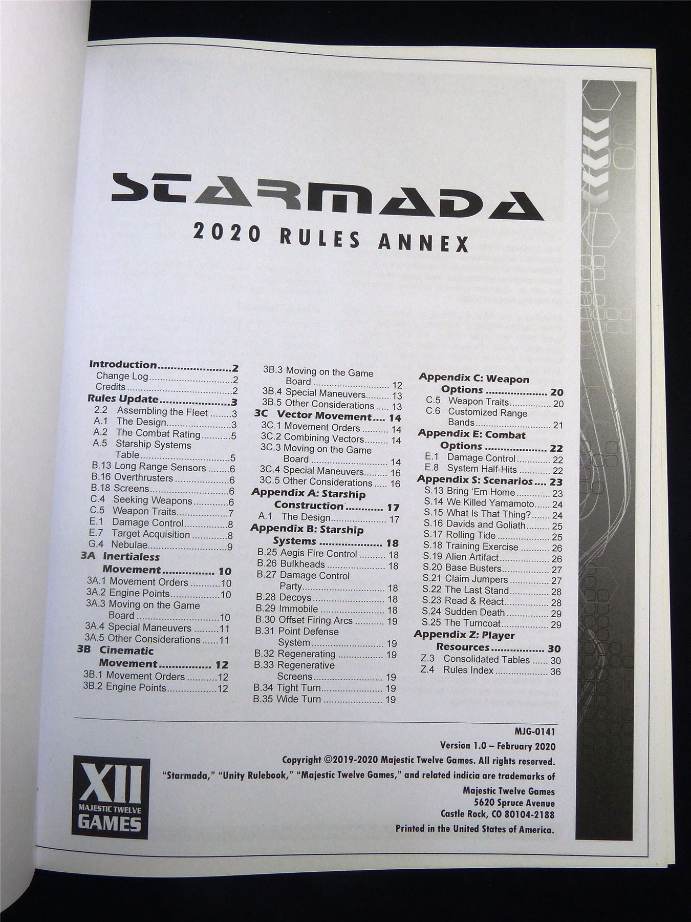 Starmada 2020 Rules Annex Rulebook - Majestic Twelve Games Softback #2UJ