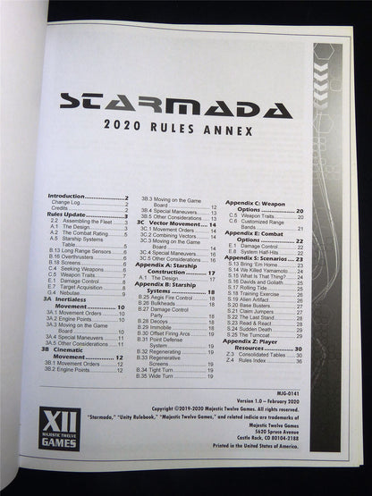 Starmada 2020 Rules Annex Rulebook - Majestic Twelve Games Softback #2UJ
