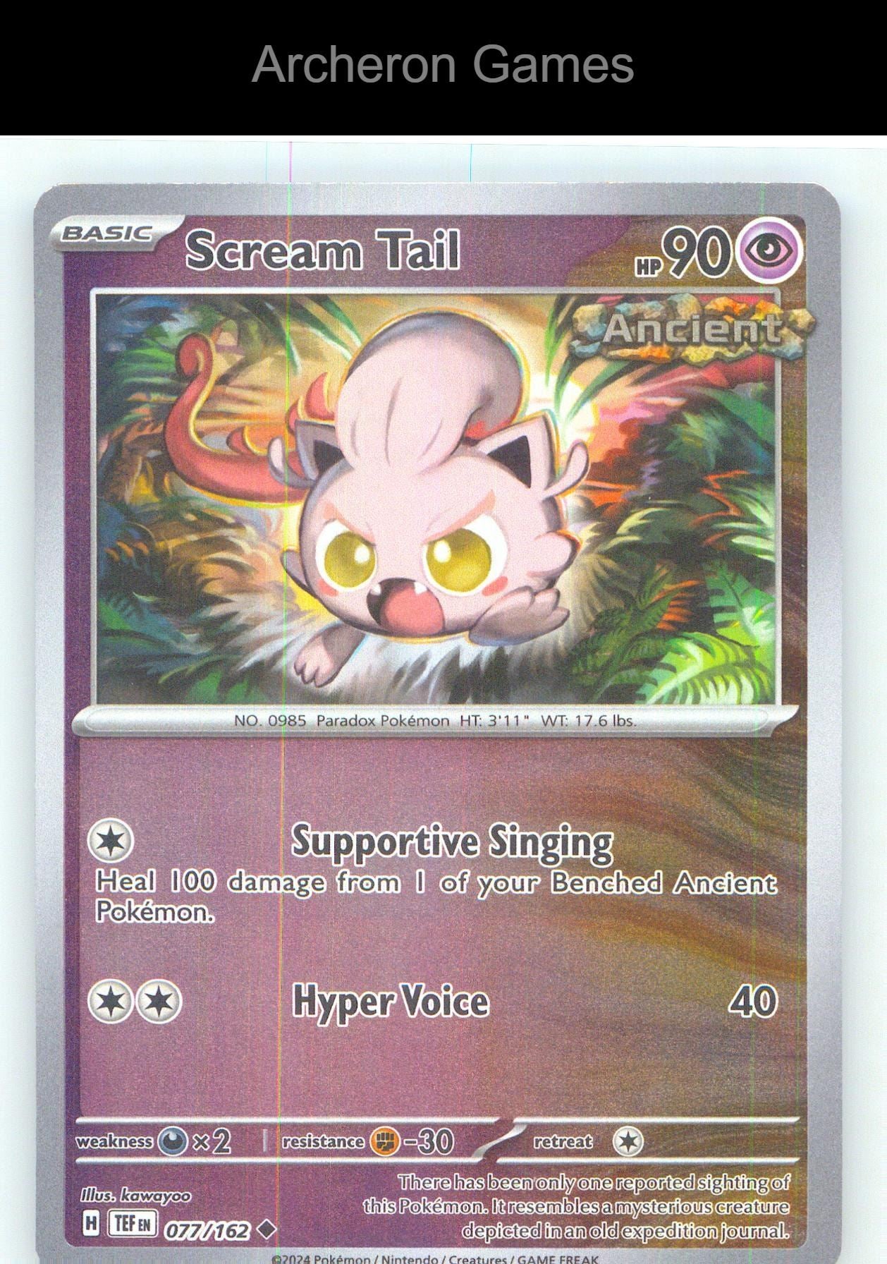 Pokemon Card Scream Tail TEF 077/162 UC Temporal Forces Reverse Holo