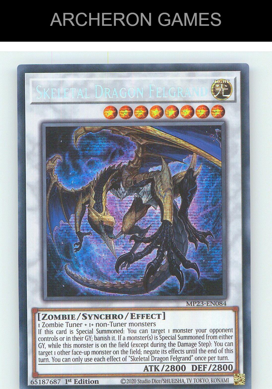 Skeletal Dragon Felgrand Prismatic Secret Rare YUGIOH Card 1st Edition