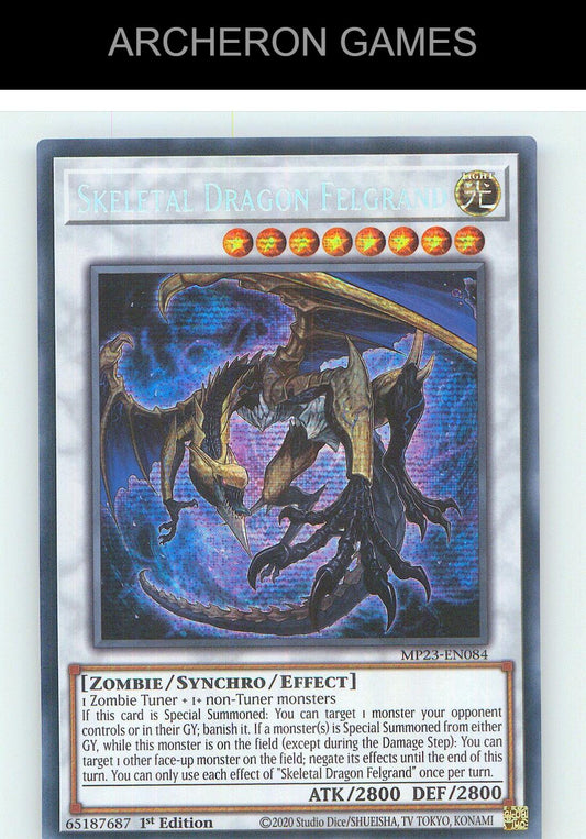 Skeletal Dragon Felgrand Prismatic Secret Rare YUGIOH Card 1st Edition