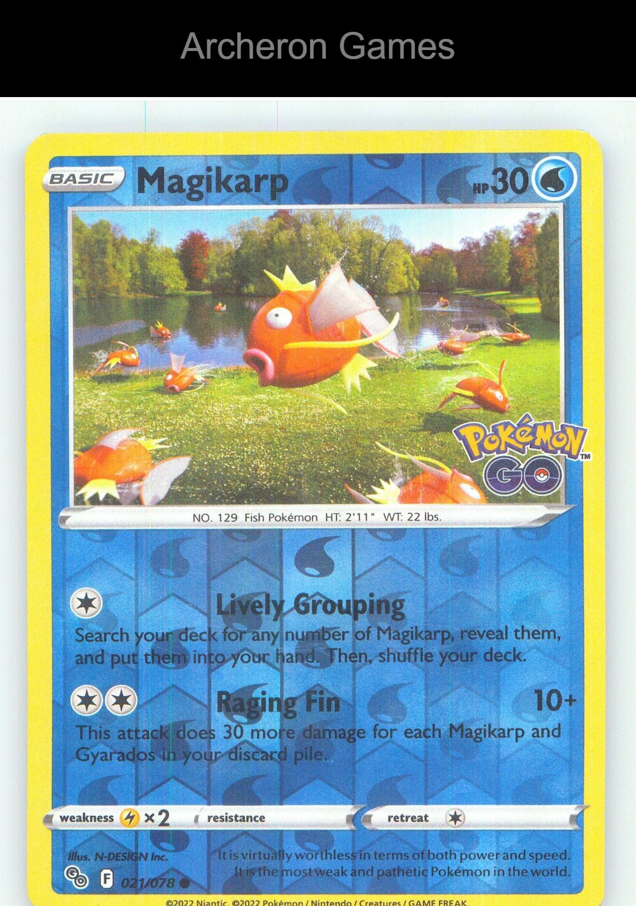 Pokemon Card Magikarp PGO 021/078 C Pokemon GO Reverse Holo