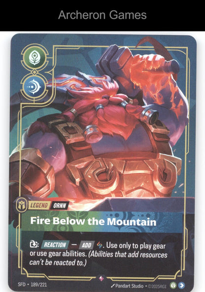 Ornn - Fire Below the Mountain SFD 189/221 R  Card Spiritforged
