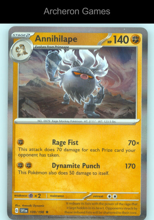 Pokemon Card Annihilape SVI 109/198 R Scarlet & Violet Holo