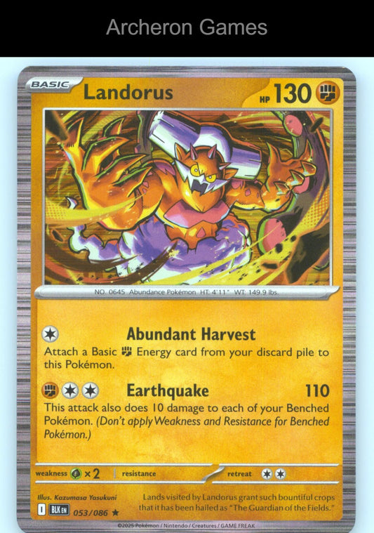 Pokemon Card Landorus BLK 053/086 HOLO R Black Bolt