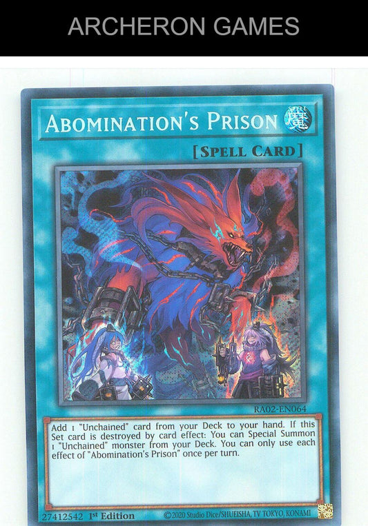 Abomination's Prison SEC YUGIOH Card 1st Edition