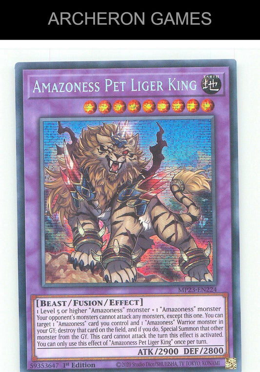 Amazoness Pet Liger King Prismatic Secret Rare YUGIOH Card 1st Edition