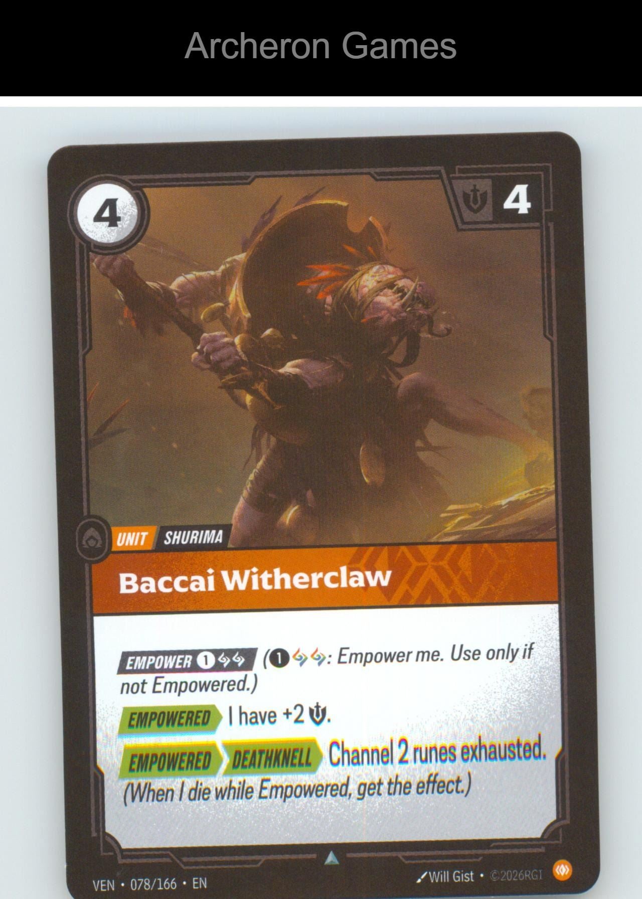 Baccai Witherclaw VEN 078/166 UC Vendetta Riftbound Card Foil