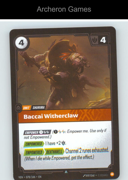 Baccai Witherclaw VEN 078/166 UC Vendetta Riftbound Card Foil