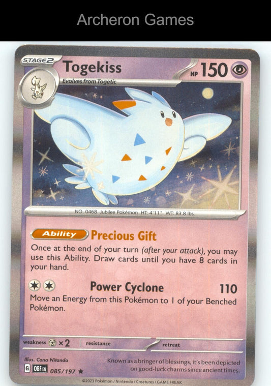 Pokemon Card Togekiss OBF 085/197 R Obsidian Flames Holo