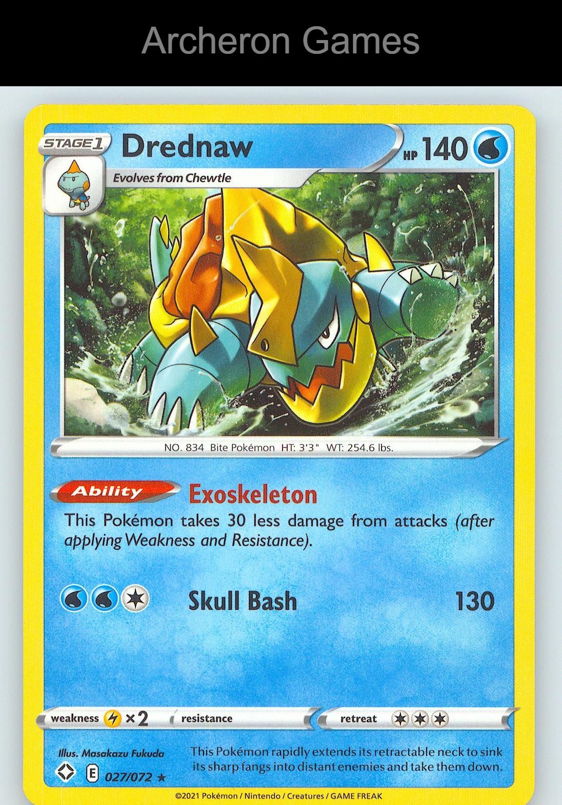 Pokemon Card Drednaw SHF 027/072 R Shining Fates