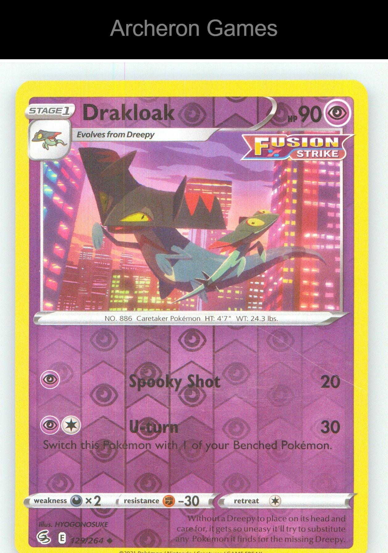 Pokemon Card Drakloak FST 129/264 UC Fusion Strike Reverse Holo