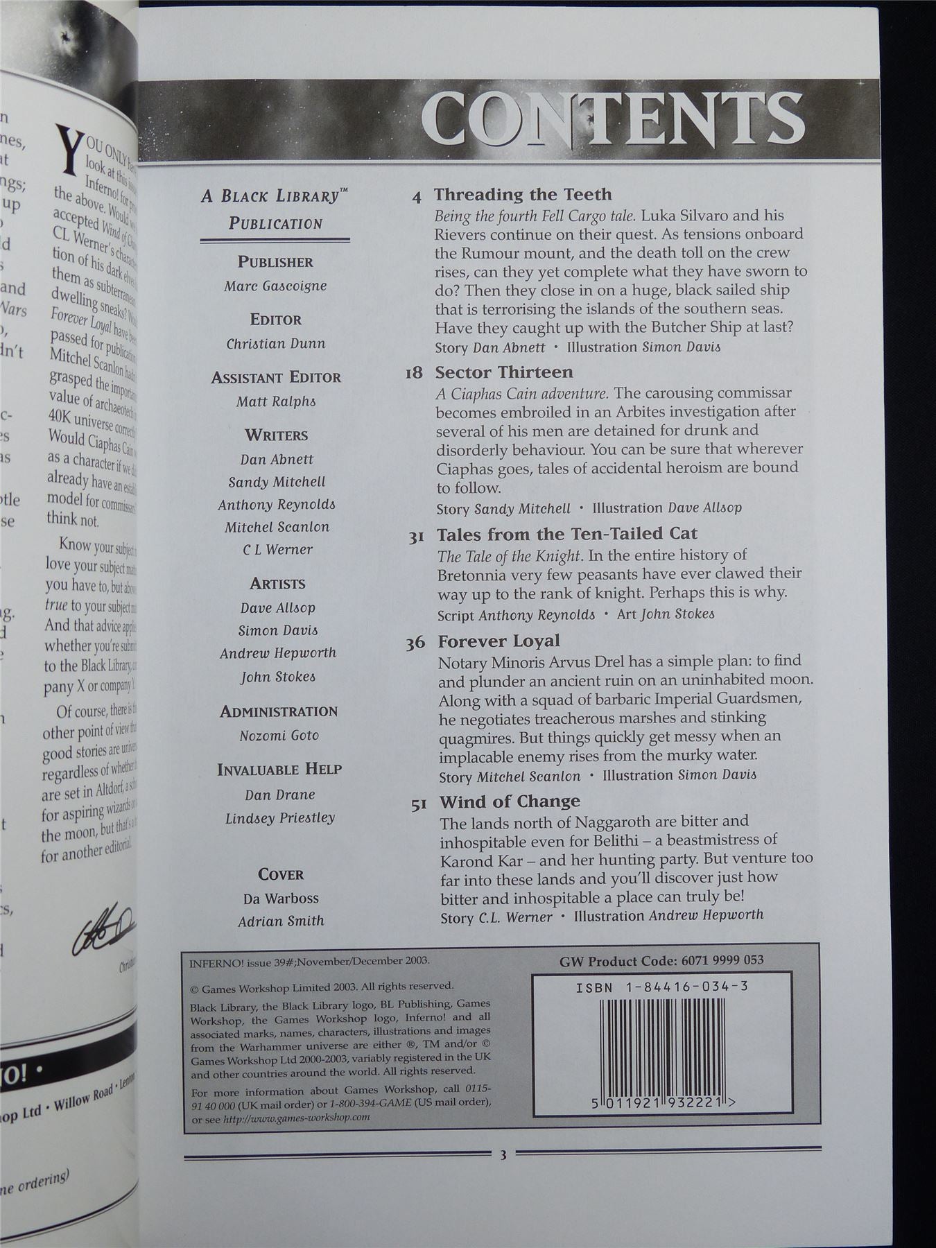 Inferno! Tales of Fantasy and Adventure #39 - Workshop Black Library Publication #1NS