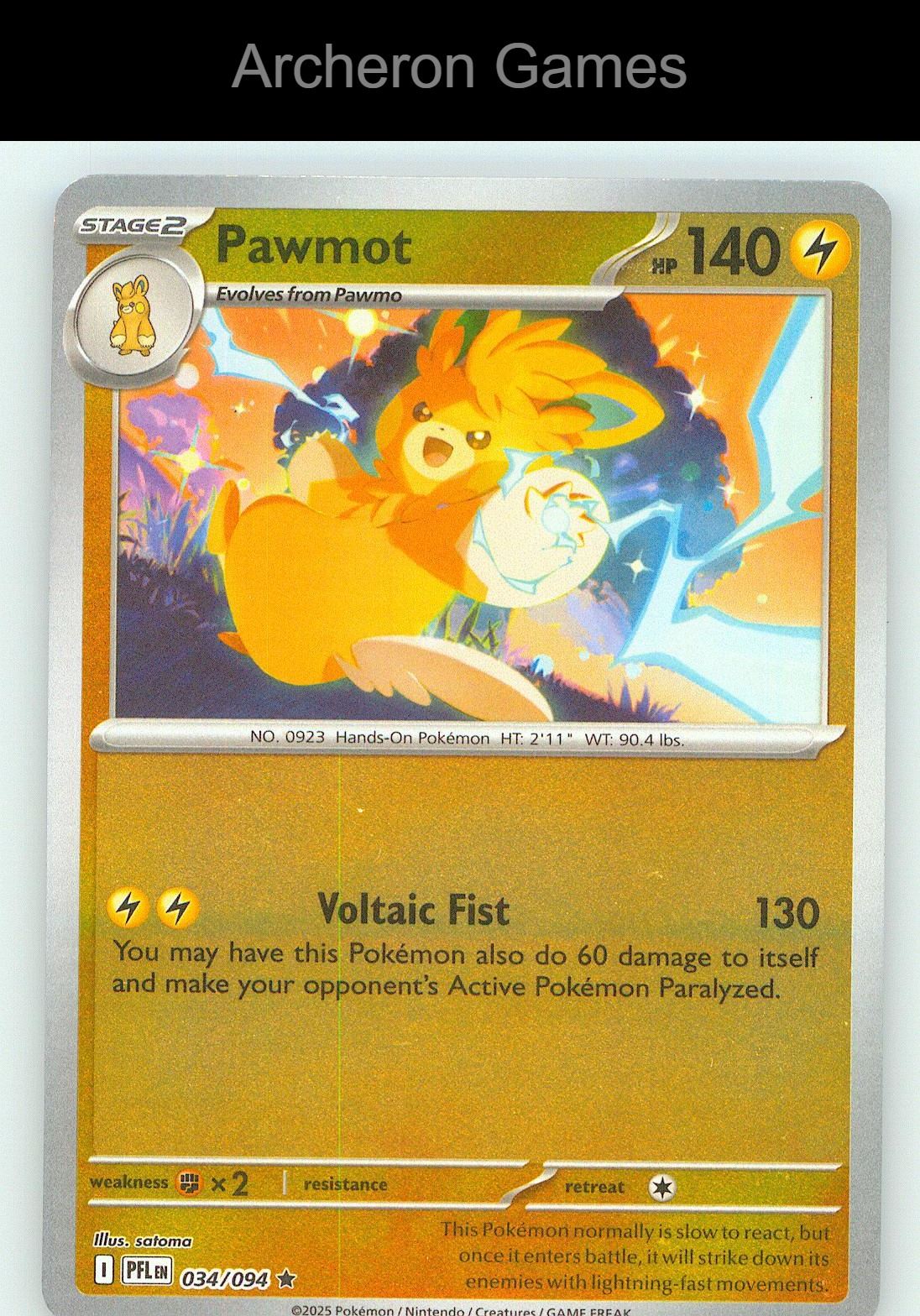 Pokemon Card Pawmot PFL 034/094 R Phantasmal Flames Reverse Holo