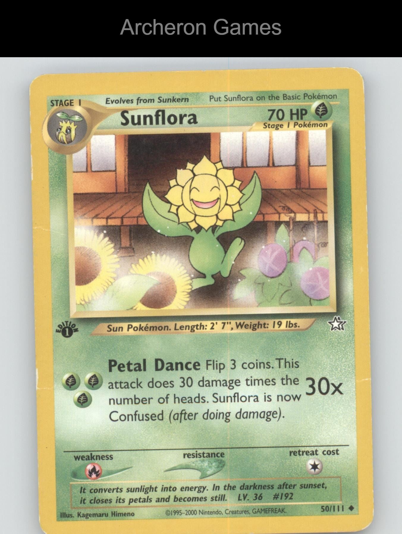 Pokemon Card Sunflora N1 50/111 UC Neo Genesis 1st Edition