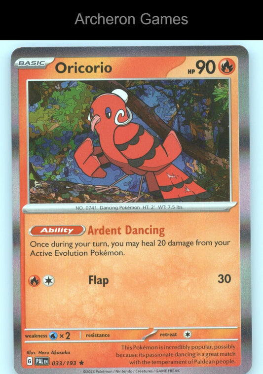 Pokemon Card Oricorio PAL 033/193 R Paldea Evolved Holo