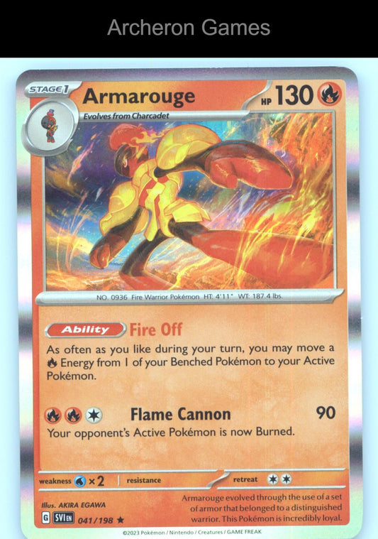 Pokemon Card Armarouge SVI 041/198 R Scarlet & Violet Holo
