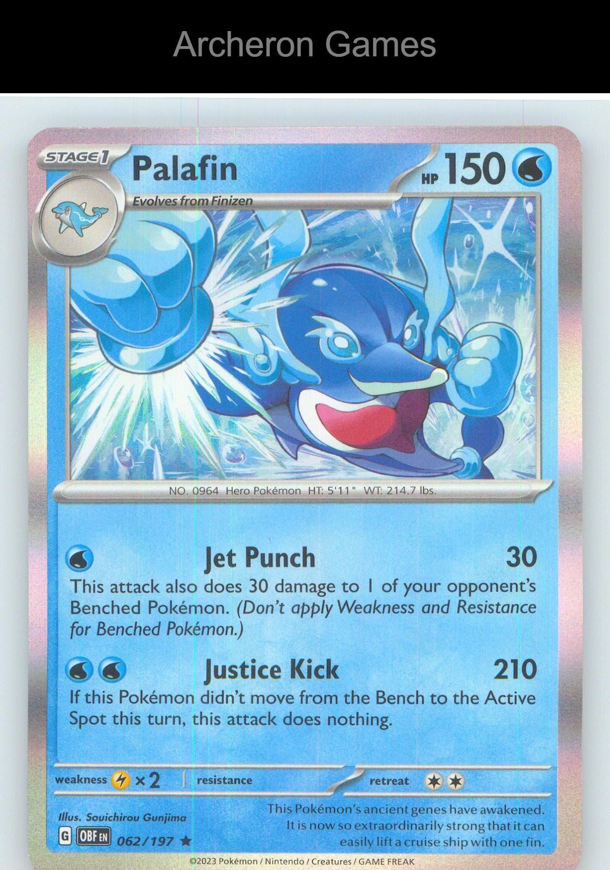 Pokemon Card Palafin OBF 062/197 R Obsidian Flames Holo