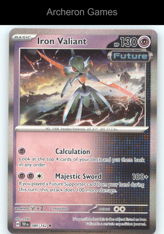Pokemon Card Iron Valiant TEF 080/162 R Temporal Forces Holo