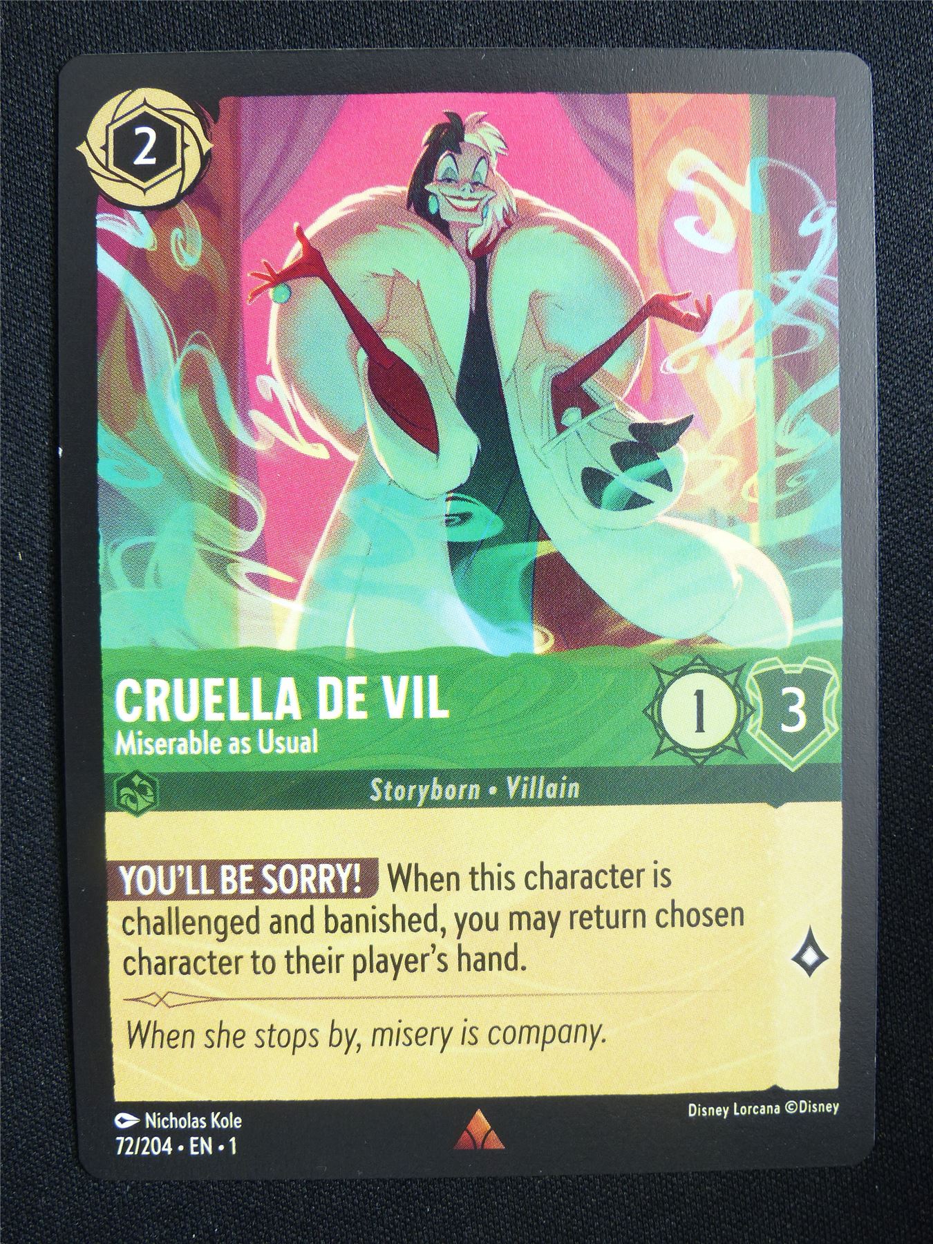 Cruella De Vil Miserable as Usual 72/204 - Lorcana Card #183