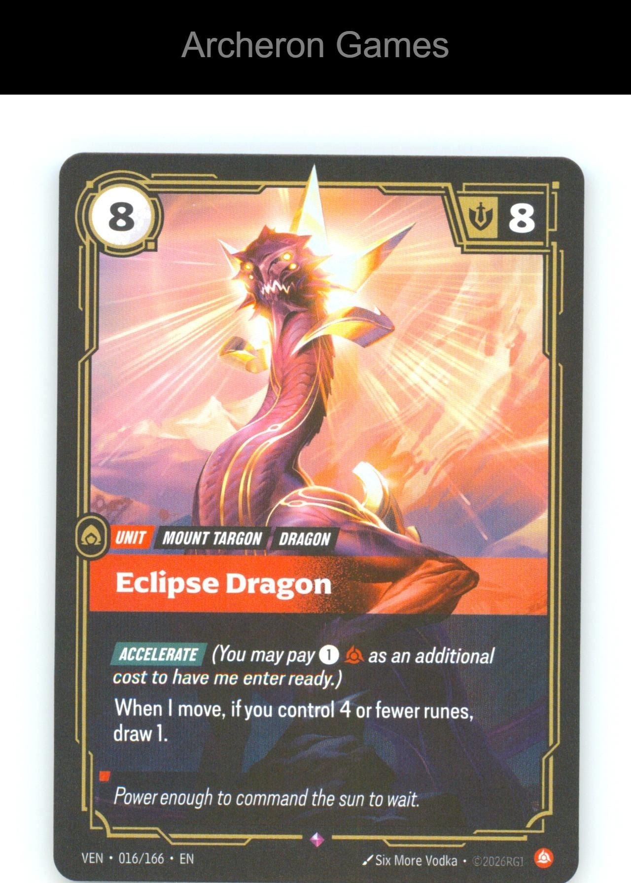 Eclipse Dragon VEN 016/166 R Vendetta Riftbound Card Foil