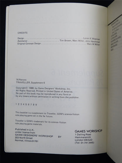 Traveller: Supplement 6: 76 Patrons - Roleplaying Booklet #2T9