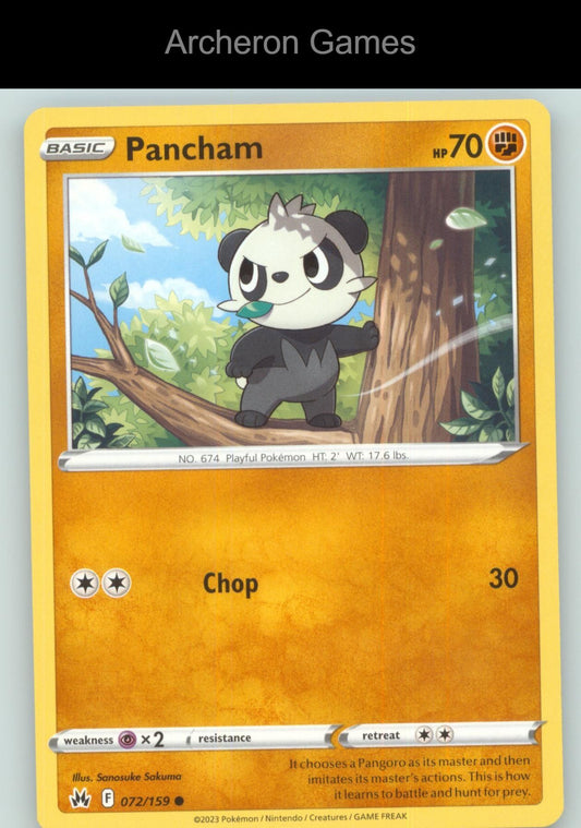 Pokemon Card Pancham CRZ 072/159 C Crown Zenith