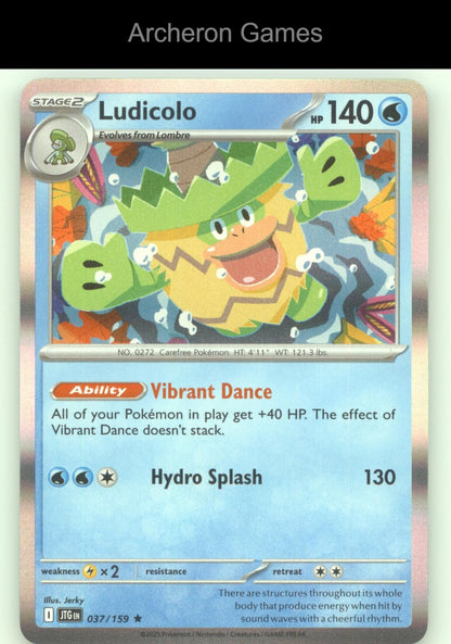 Pokemon Card Ludicolo JTG 037/159 R Journey Together Holo