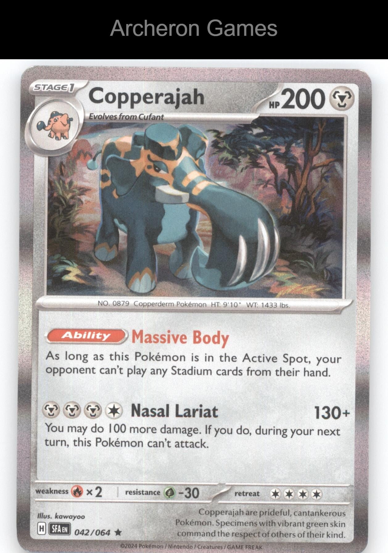 Pokemon Card Copperajah 042/064 HOLO R Prize Pack Series Cards