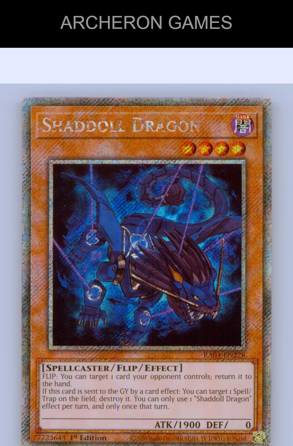 Shaddoll Dragon (Platinum Secret Rare) YUGIOH Card 1st Edition