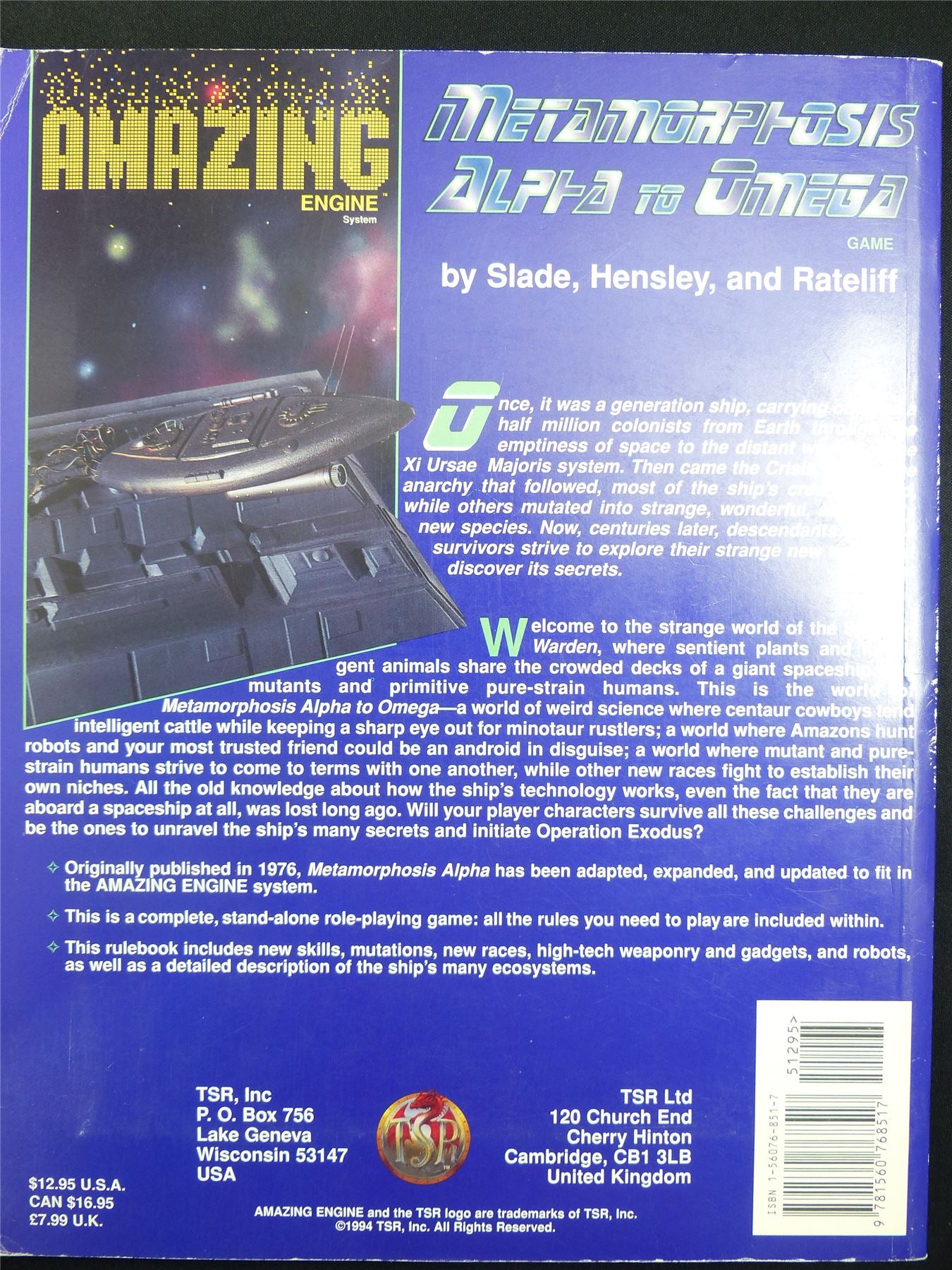 Amazing Engine: Metamorphosis Alpha to Omega Rulebook - TSR Roleplay Softback #KD