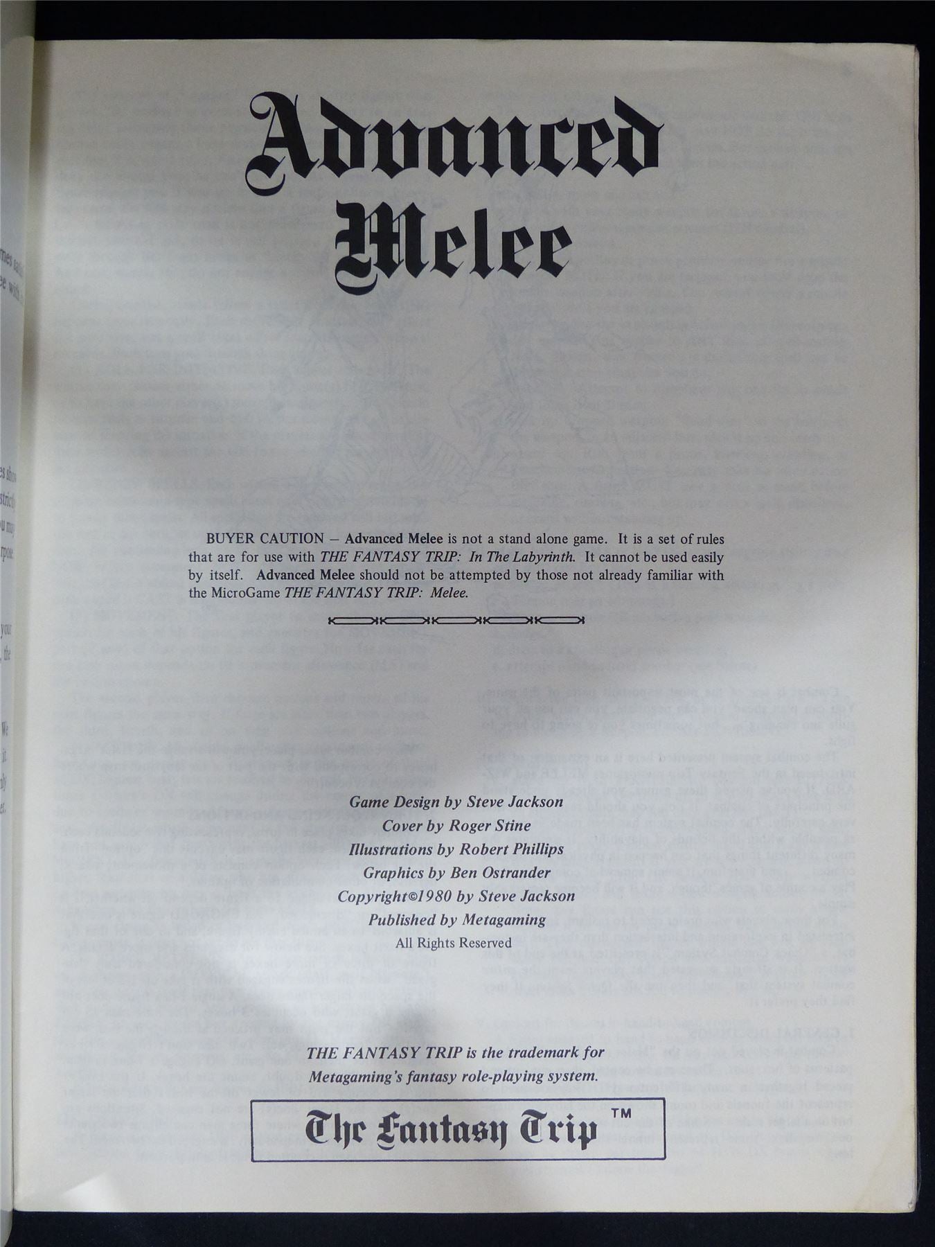 Advanced Melee: The Fantasy Trip - Metagaming Booklet #2MR
