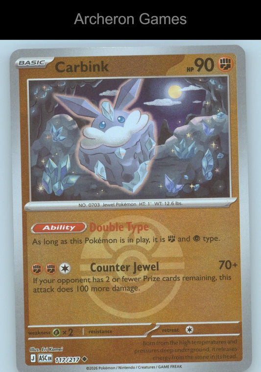 Pokemon Card Carbink (Love Ball) ASC 117/217 UC  Reverse Holo