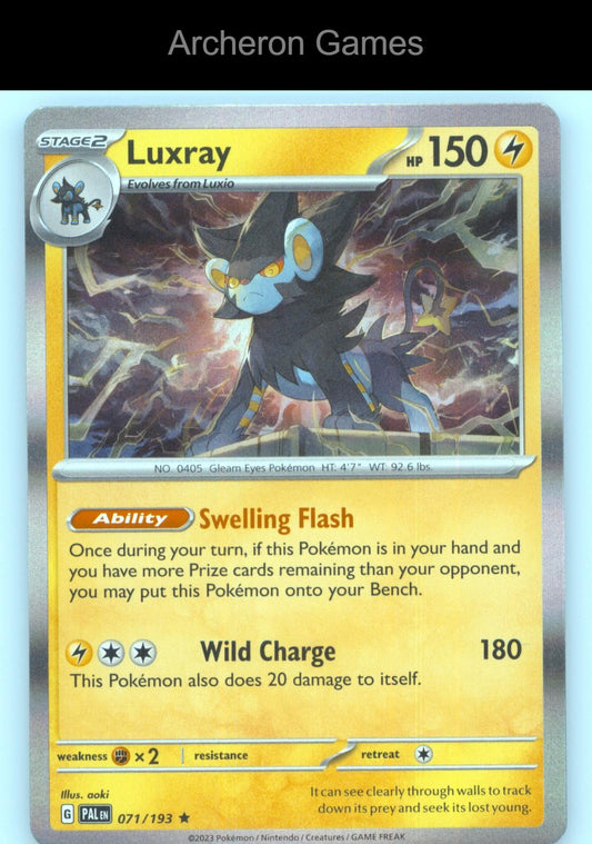 Pokemon Card Luxray PAL 071/193 R Paldea Evolved Holo