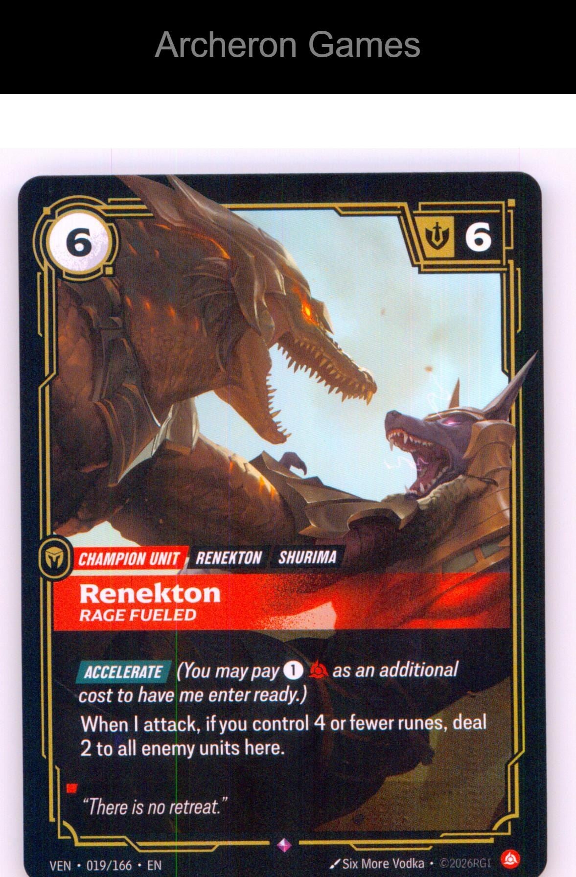 Renekton - Rage Fueled VEN 019/166 R Vendetta Riftbound Card
