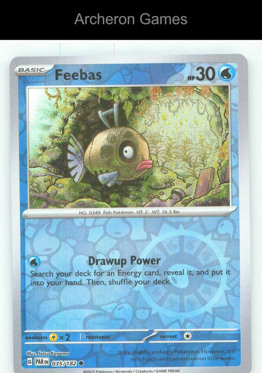 Pokemon Card Feebas PAR 035/182 C Paradox Rift Reverse Holo