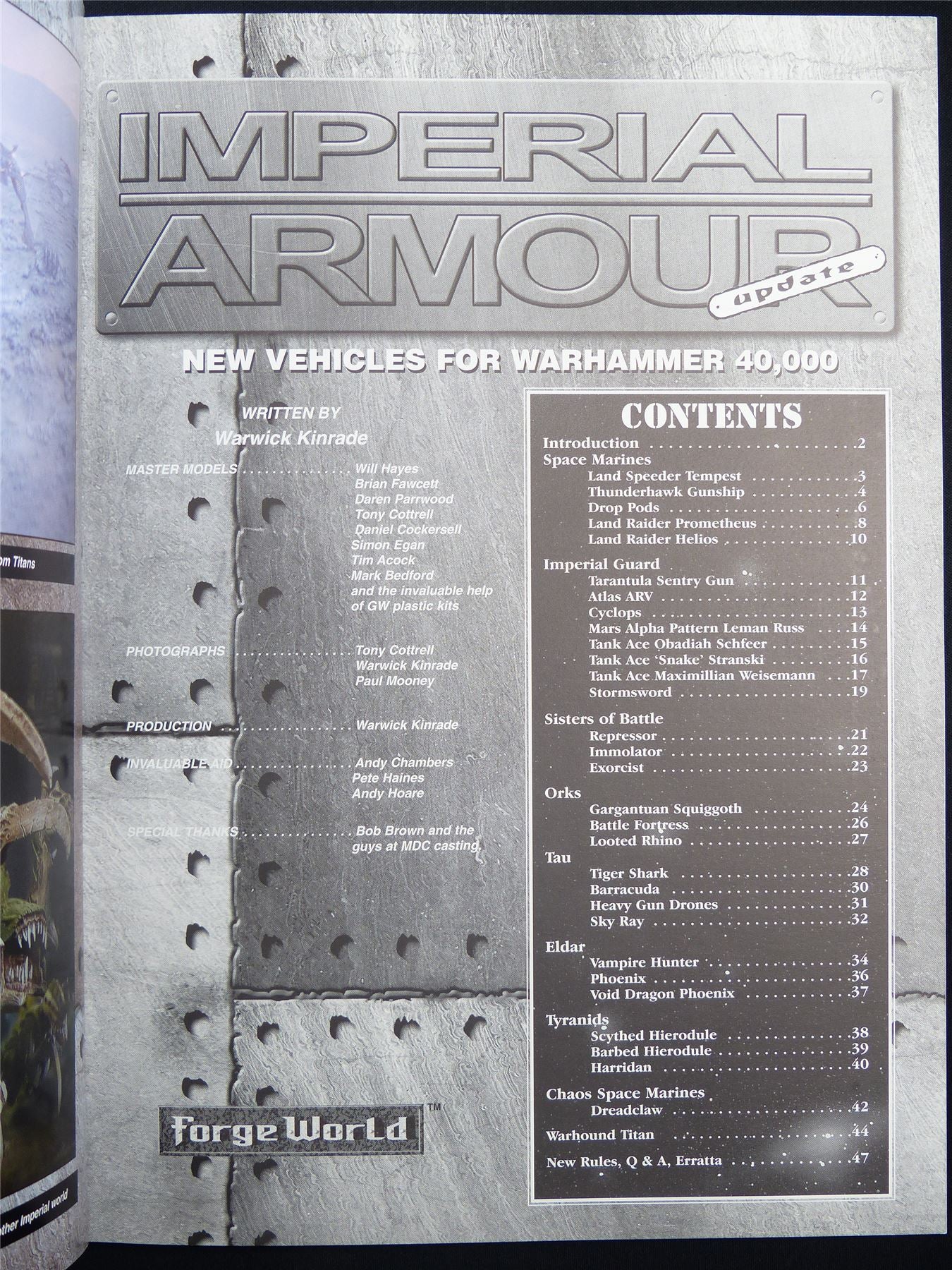 Imperial Armour Update: New Vehicles Codex Softback - Warhammer 40K #1OM