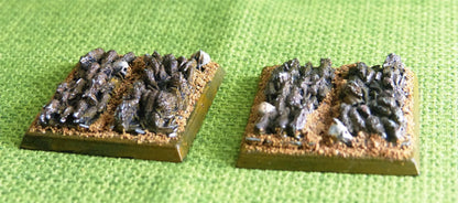 OOP Classic Metal Skaven - Rat Swarms x 2 on Large Plastic Bases - Painted - Warhammer AoS 40k #EB