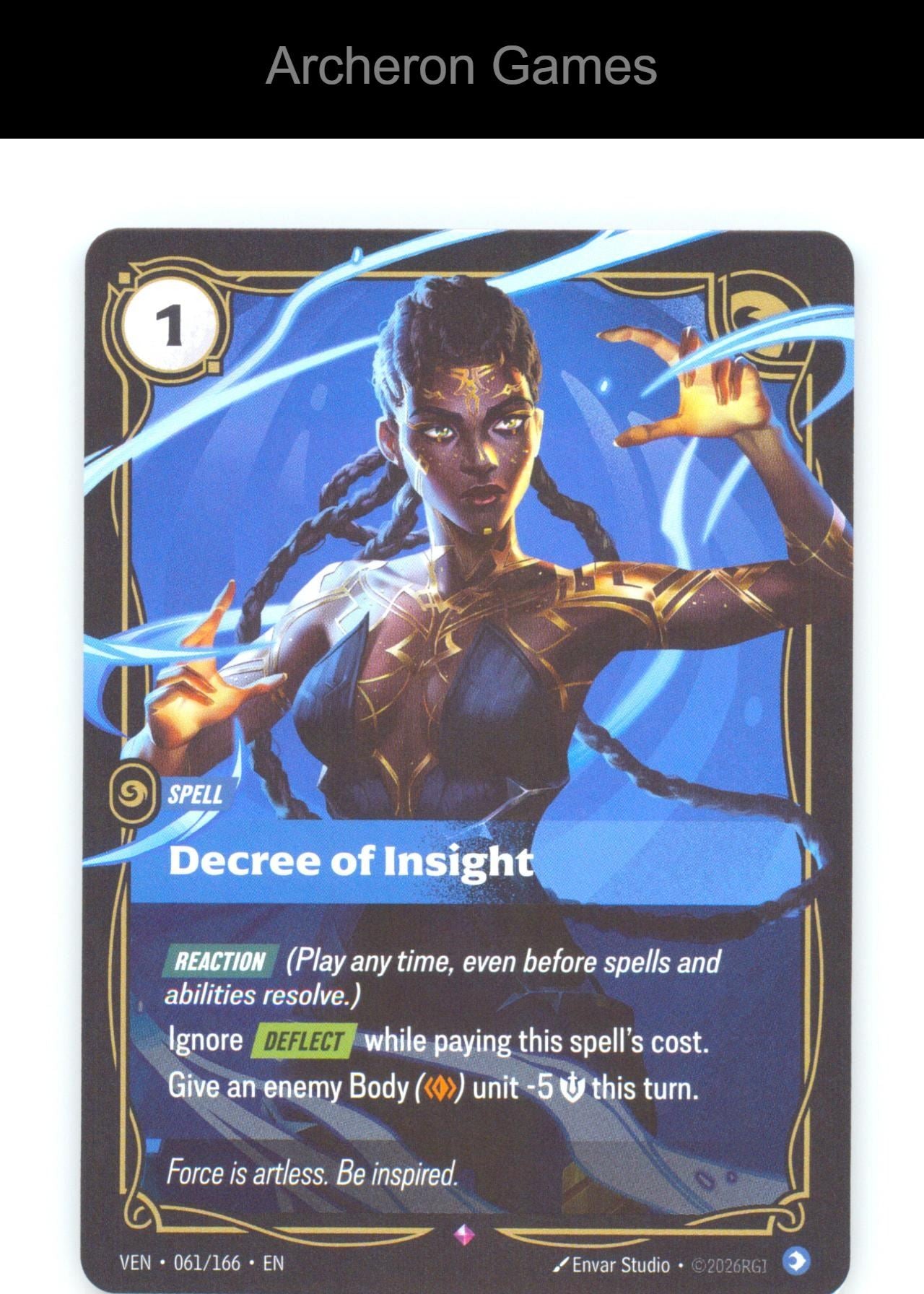 Decree of Insight VEN 061/166 R Vendetta Riftbound Card Foil