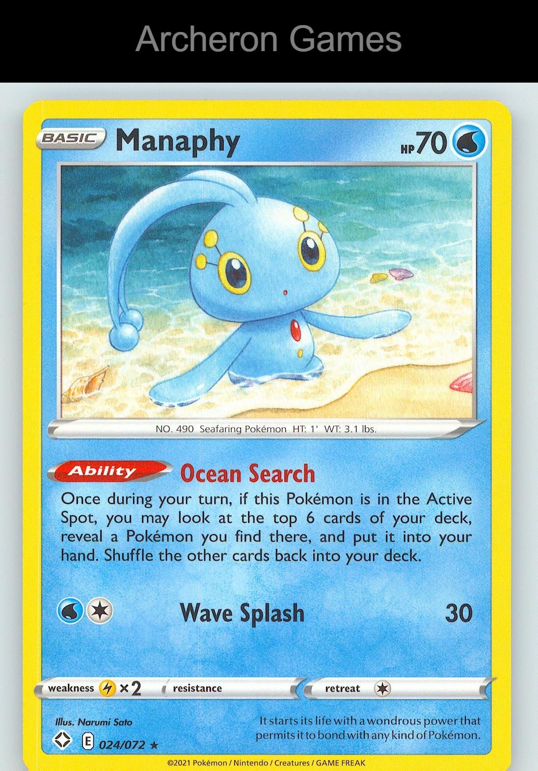 Pokemon Card Manaphy SHF 024/072 R Shining Fates