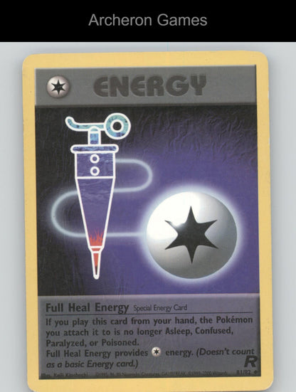Pokemon Card Full Heal Energy TR 81/82 UC Team Rocket Unlimited