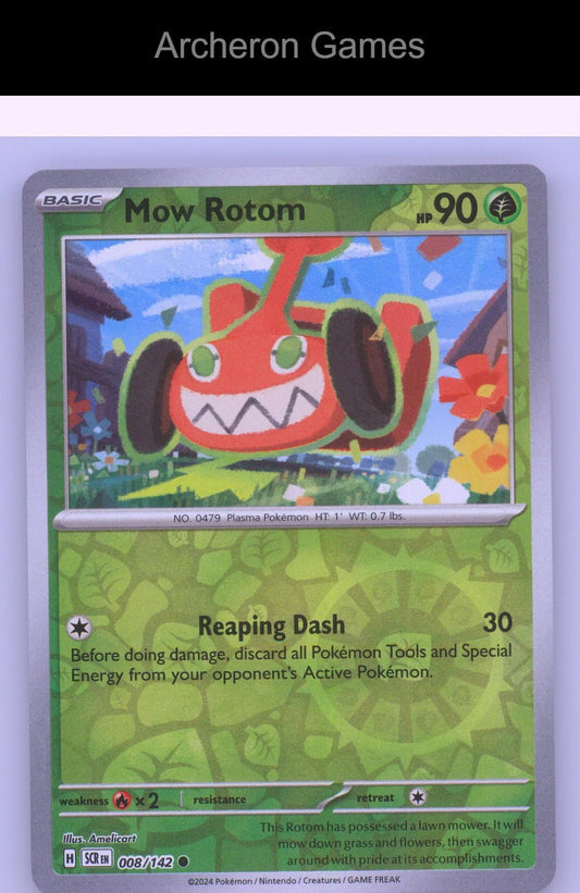 Pokemon Card Mow Rotom SCR 8/142 C Stellar Crown Reverse Holo