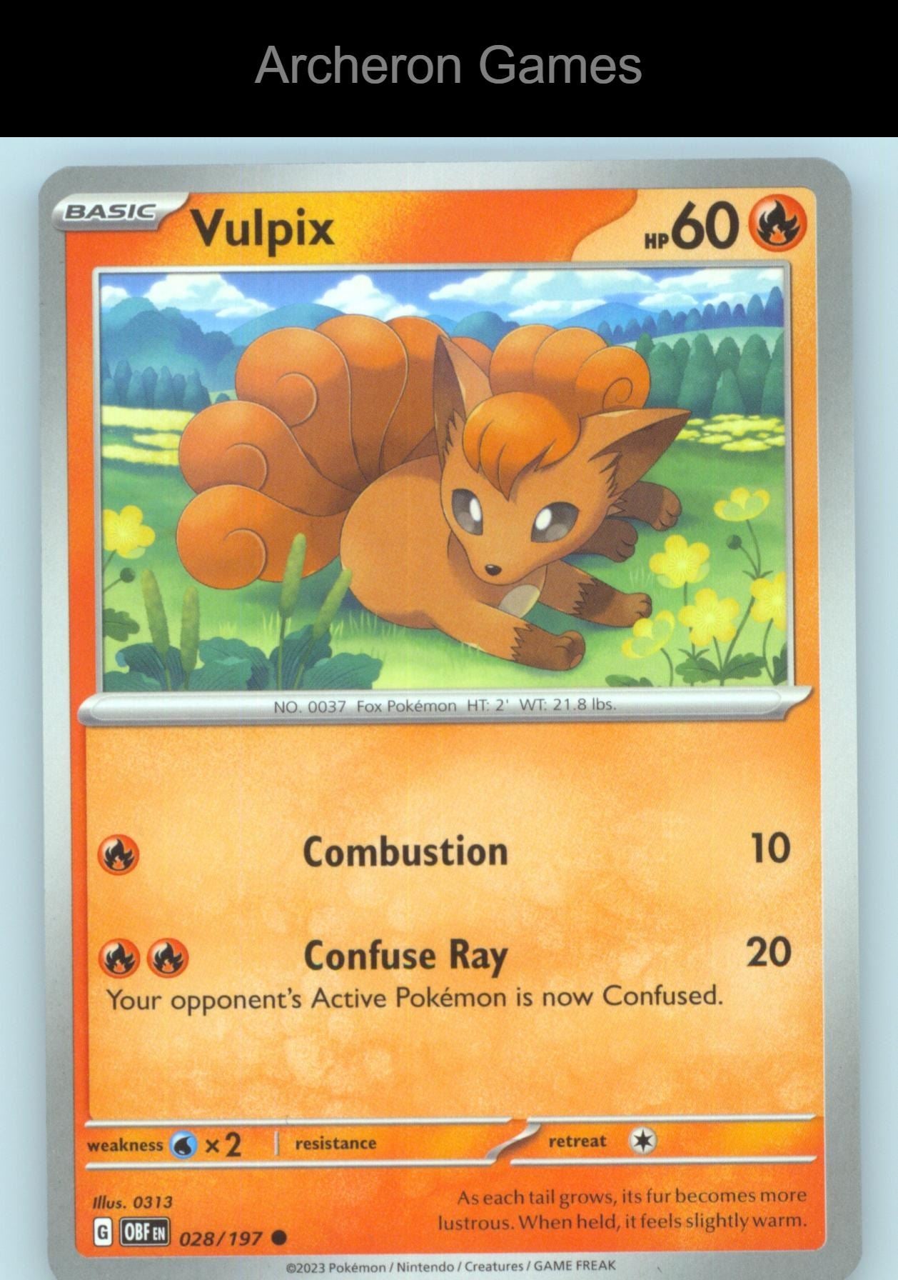 Pokemon Card Vulpix OBF 028/197 C Obsidian Flames