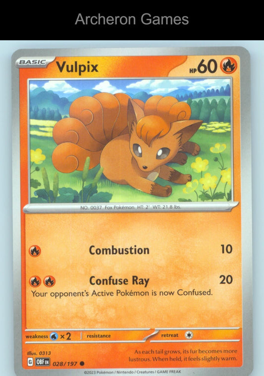 Pokemon Card Vulpix OBF 028/197 C Obsidian Flames