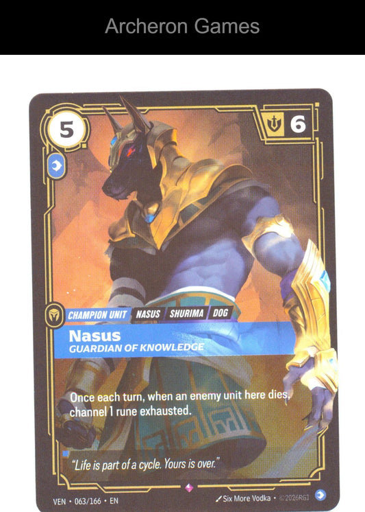 Nasus - Guardian of Knowledge VEN 063/166 R Vendetta Riftbound Card Foil