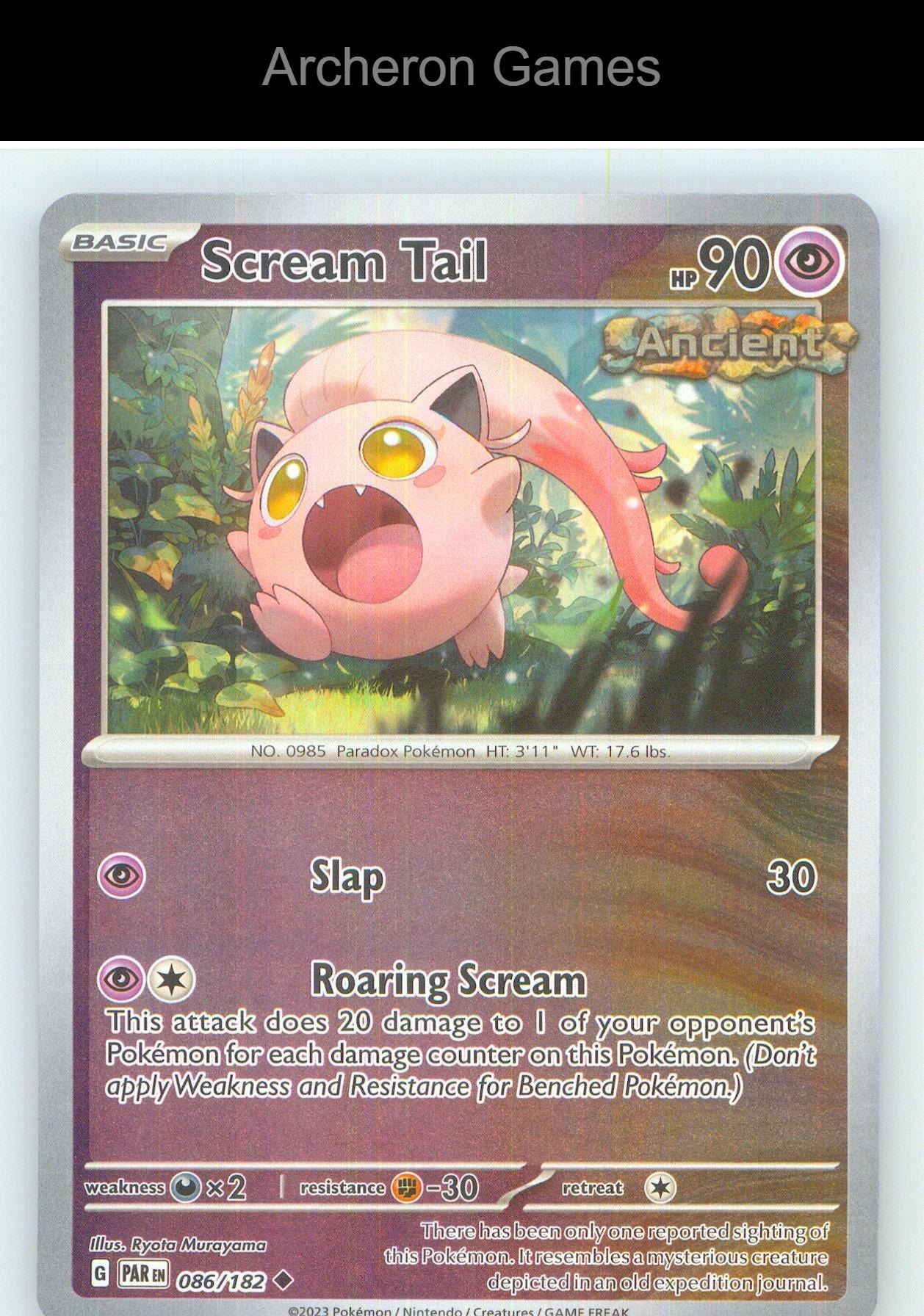 Pokemon Card Scream Tail PAR 086/182 UC Paradox Rift Reverse Holo