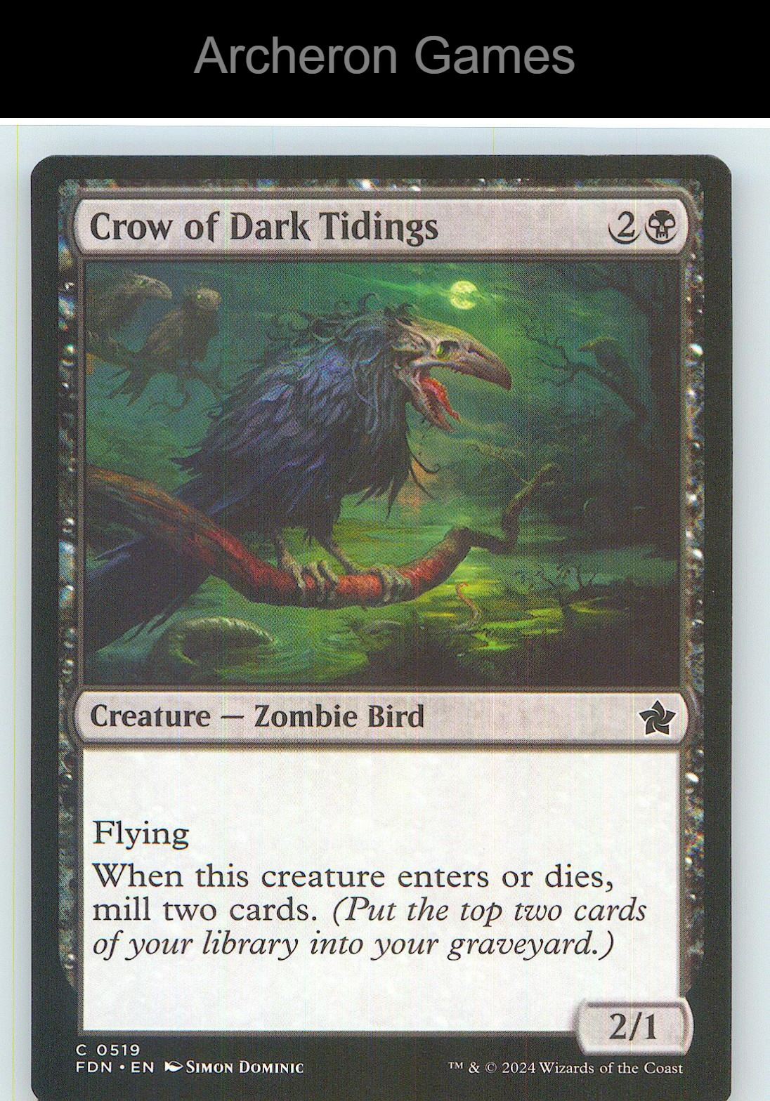 Crow of Dark Tidings FDN 519 C MTG Card NM/EX+