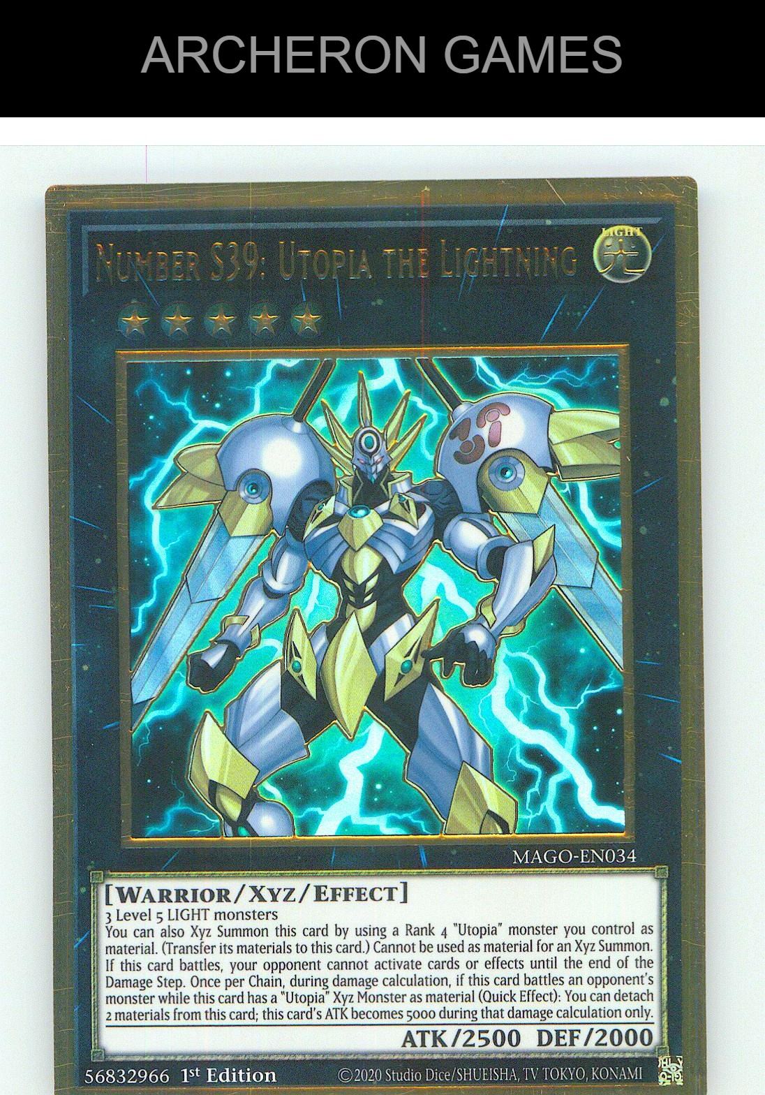 Number S39: Utopia the Lightning Premium Gold Rare YUGIOH Card 1st Edition