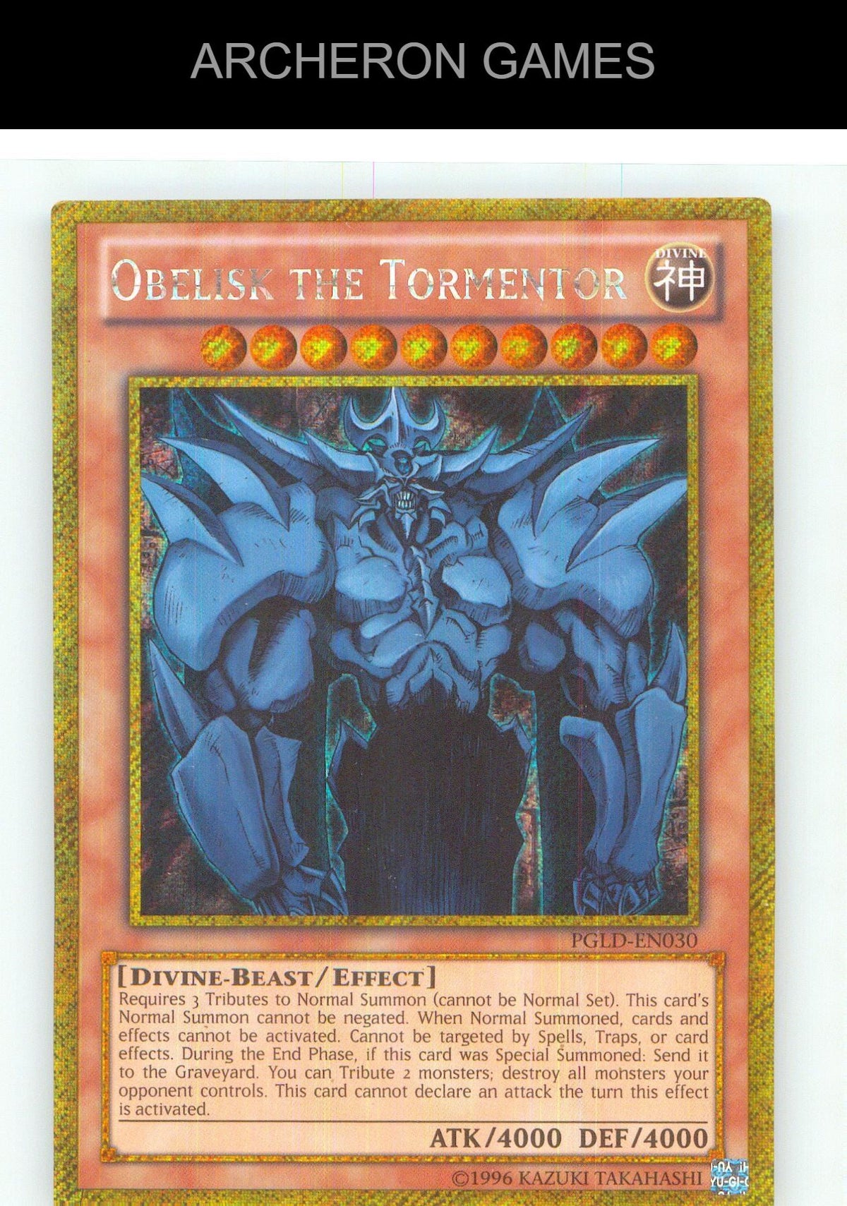 Obelisk the Tormentor Gold Secret Rare YUGIOH Card Unlimited